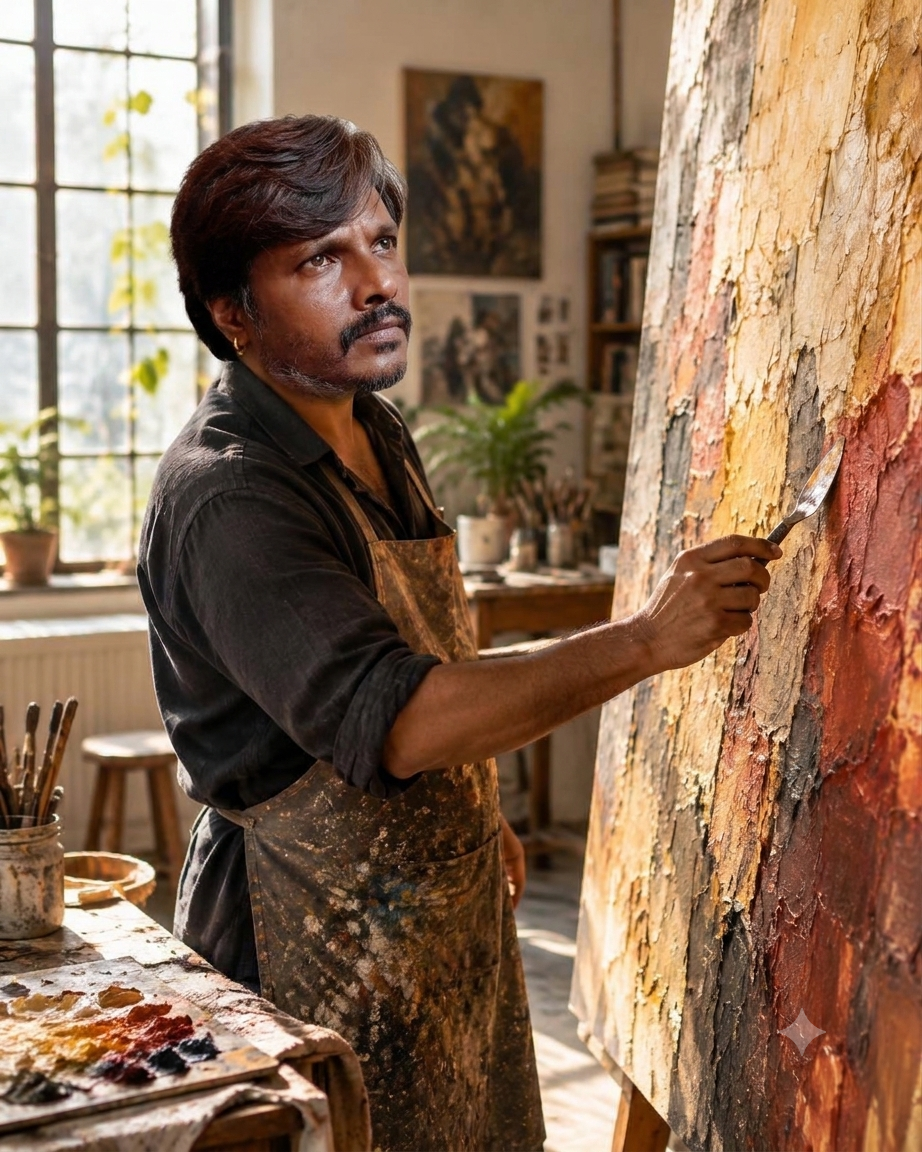 Master Palette Knife Artist Jotiba Patil Portrait Kalyan